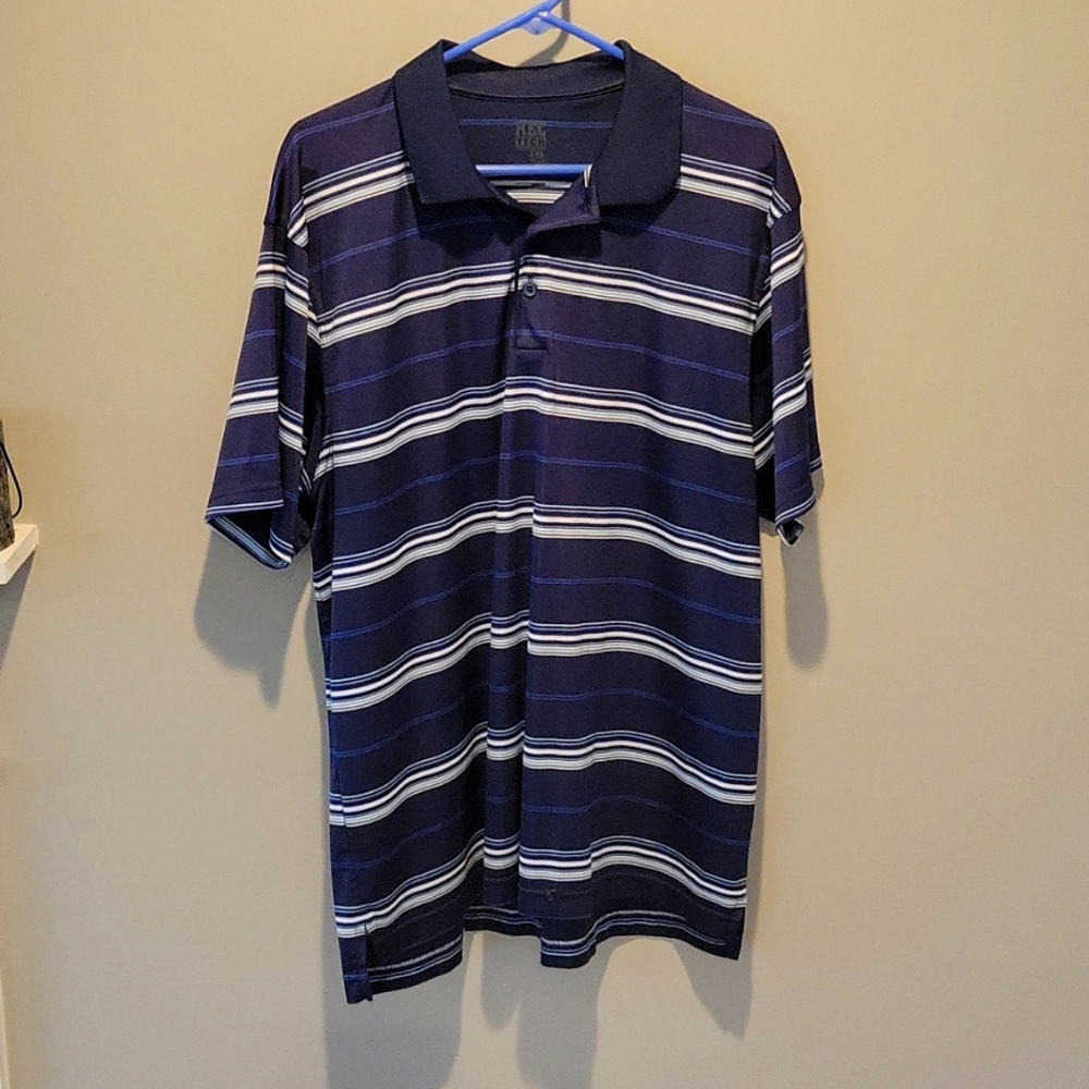 Old Navy Rectech Mens Blue striped polo
